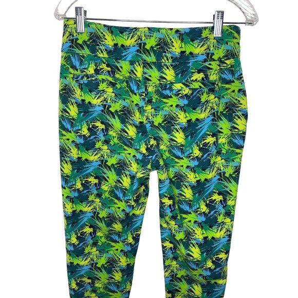 Soft Surroundings Womens S Ankle Pants Blue Green Print Pull On Stretch Casual - Picture 9 of 13